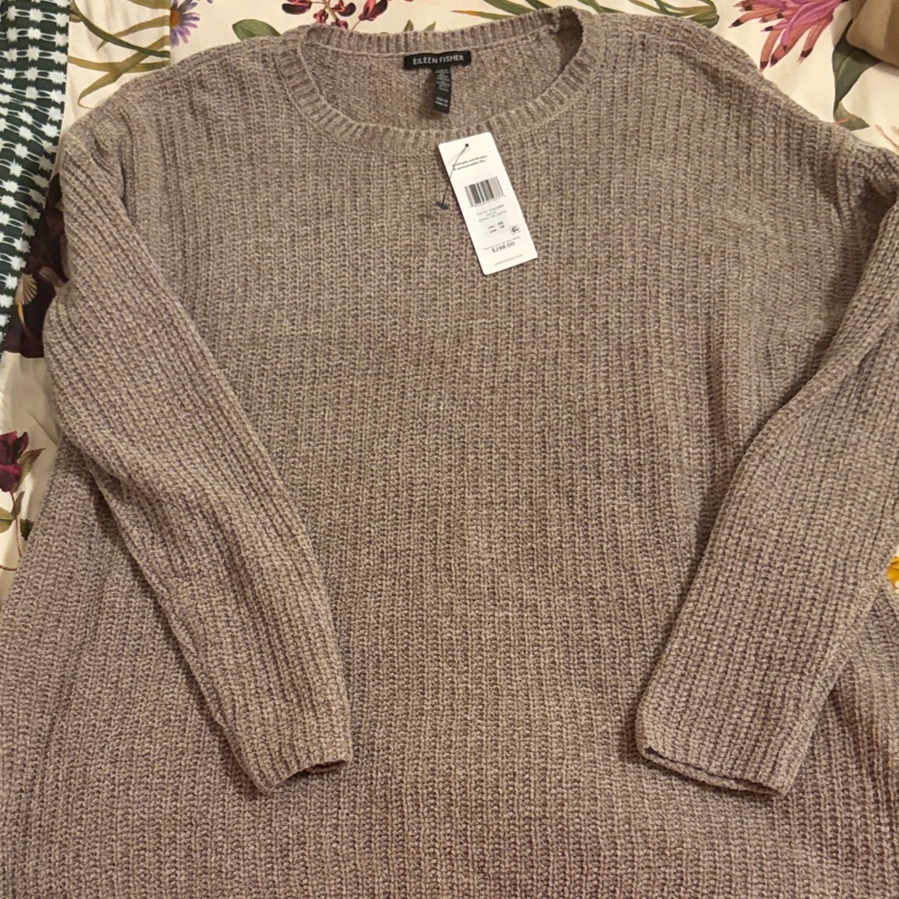 Eileen Fisher Women's Heathered Beige Crewneck Sweater